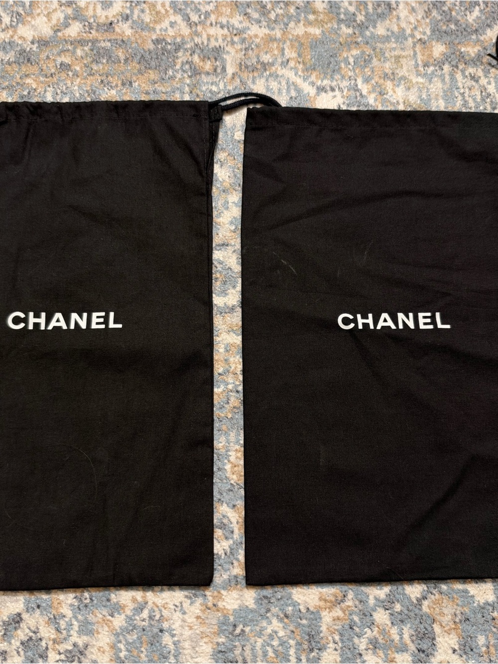 Authentic Chanel Black Drawstring Dust Bags Lot of 2 13x8 Pre-Owned